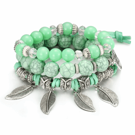 Silver Star Nuit – dámské náramky, sada 3 kusy, zelená