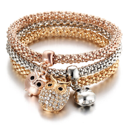 Silver Star Opal Mystique – dámské náramky, zlatá, 3 kusy, sova