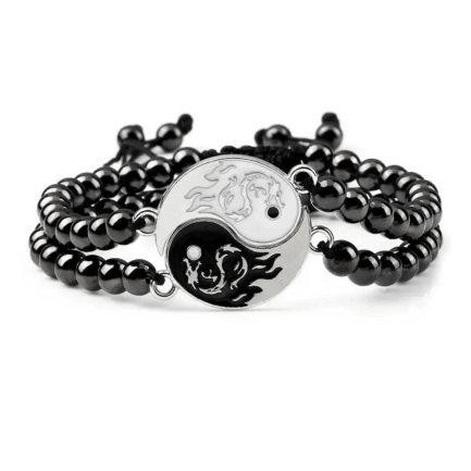 Silver Star Velvet Touch – dámské náramky, černá, sada 2 kusy, Yin Yang