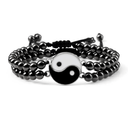 Silver Star Moonlight Spark – dámské náramky, černá, sada 2 kusy, Yin Yang