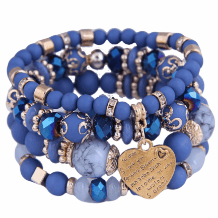 Silver Star Belle – dámské náramky, sada 4 kusy modrá