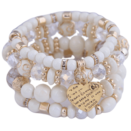 Silver Star Moonbeam – dámské náramky, sada 4 kusy, bílá