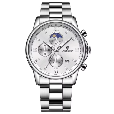 LIGE Iron Knight – pánské hodinky, stříbrná